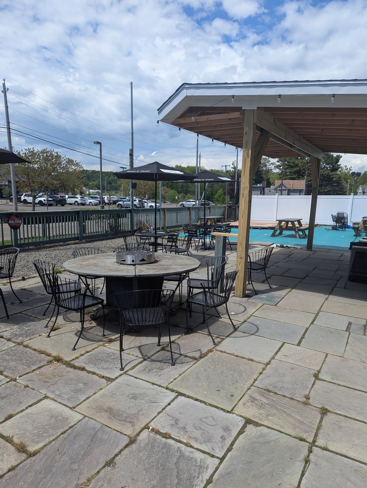 Outdoor patio dining at Longley's Branford